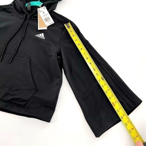 adidas
Women's Black Cropped Flared Sleeve Top Hooded Size S - Picture 6 of 12